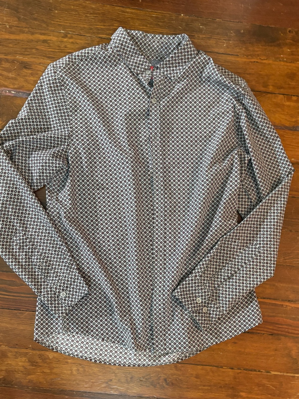 Bruno Milano patterned long sleeve button down dress shirt size L